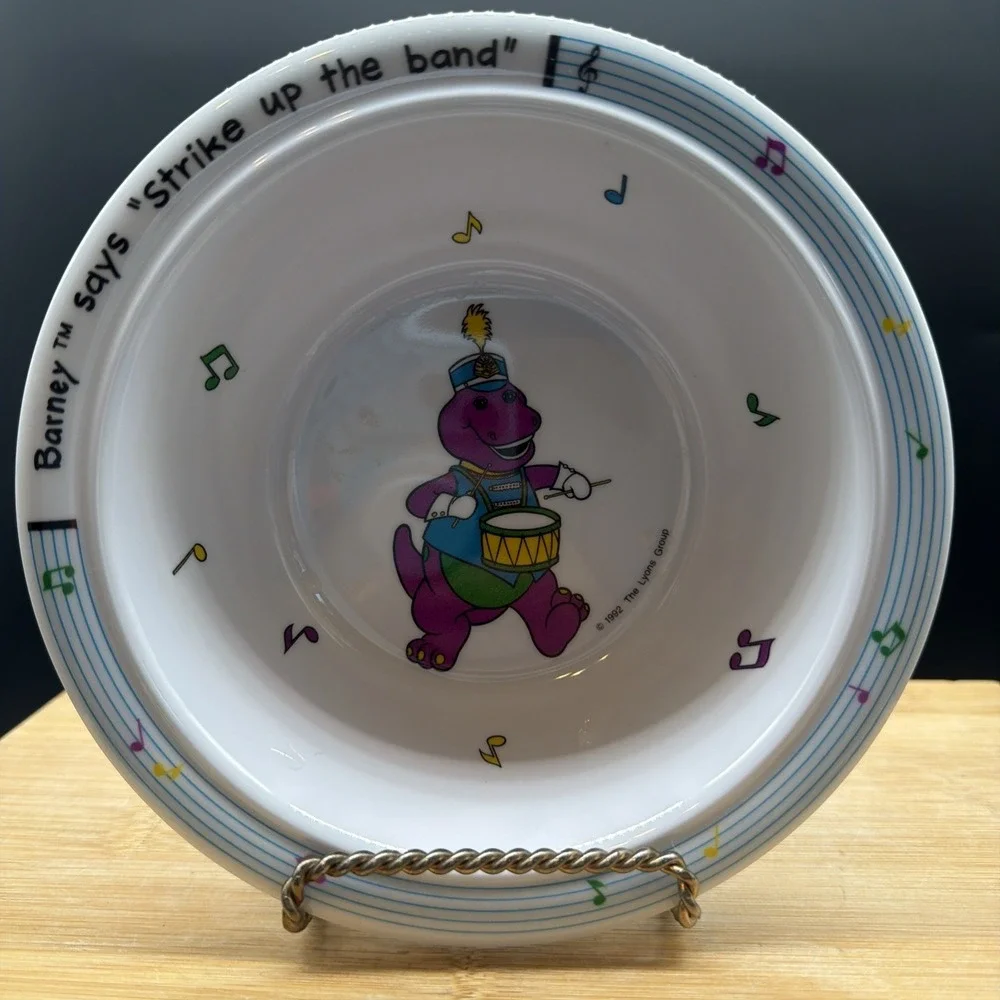 Vintage 1992 Barney The Purple Dinosaur Child's Melamine Bowl